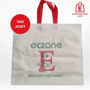 40x34x7cm Kulplu Körüklü E-logo Desenli Bez Torba 500 adet