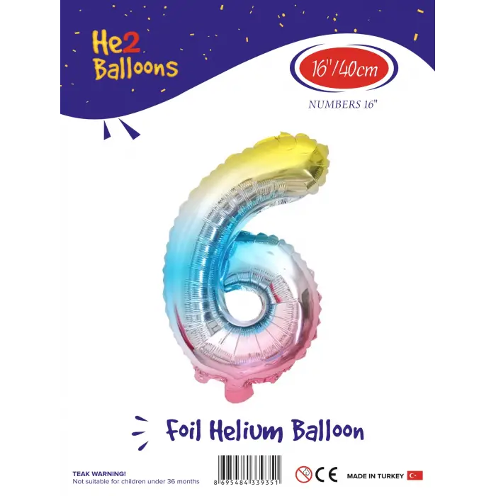 16Gökkuşağı Folyo Balon ( 6 )