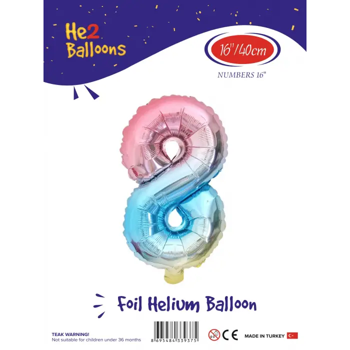 16Gökkuşağı Folyo Balon ( 8 )