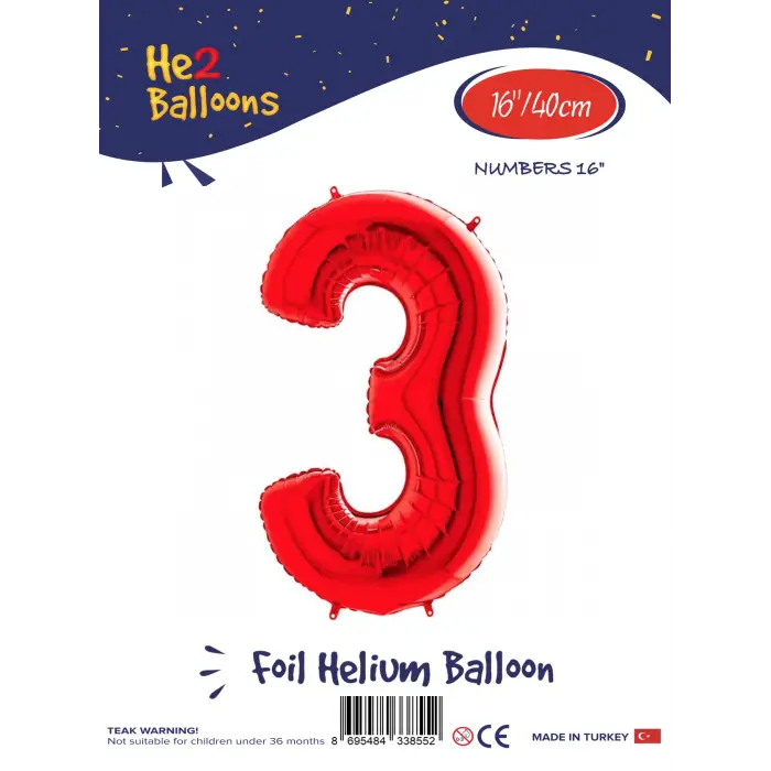 16Kırmızı Folyo Balon ( 3 )