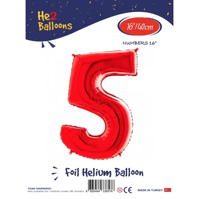 16Kırmızı Folyo Balon ( 5 )