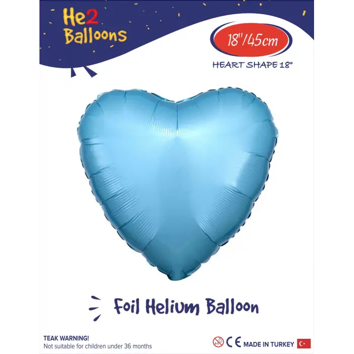 18Açık Mavi Kalp Folyo Balon