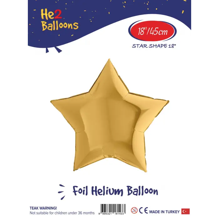 18 Altın Yıldız Folyo Balon
