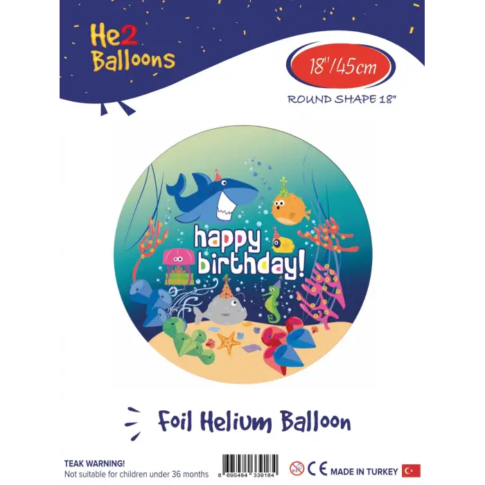 18Baskılı Yuvarlak Folyo Balon(Ocean)