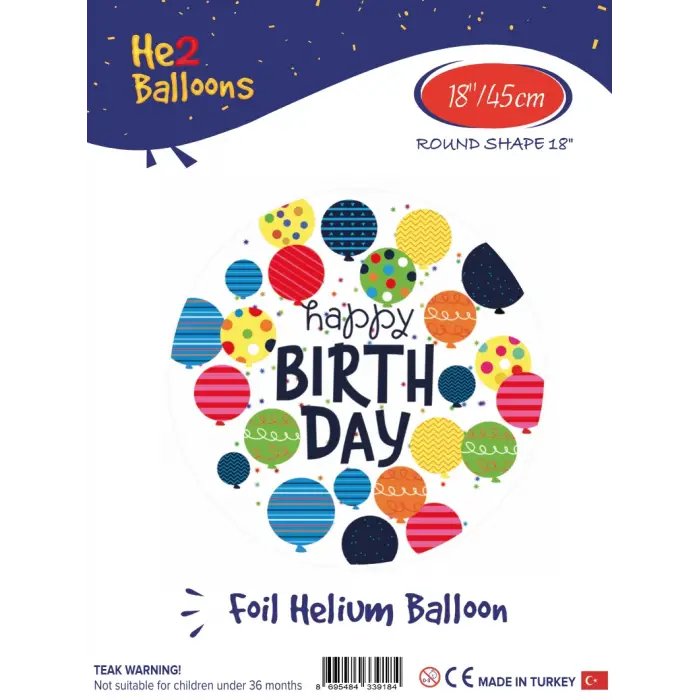 18Baskılı Yuvarlak Folyo Balon(Balonlu Birthday)