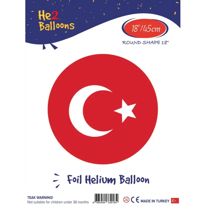 18Baskılı Yuvarlak Folyo Balon(Bayrak)