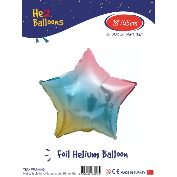 18 Gökkuşağı Yıldız Folyo Balon