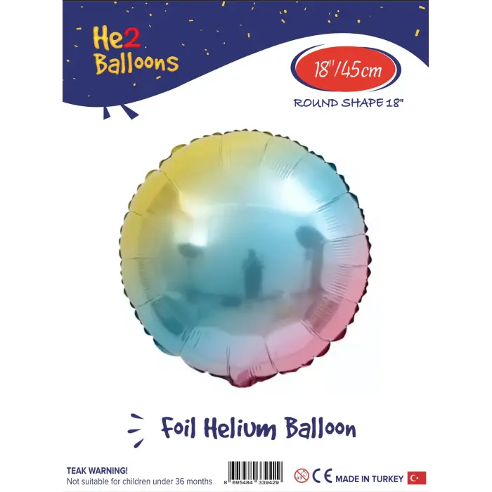 18Gökkuşağı Yuvarlak Folyo Balon
