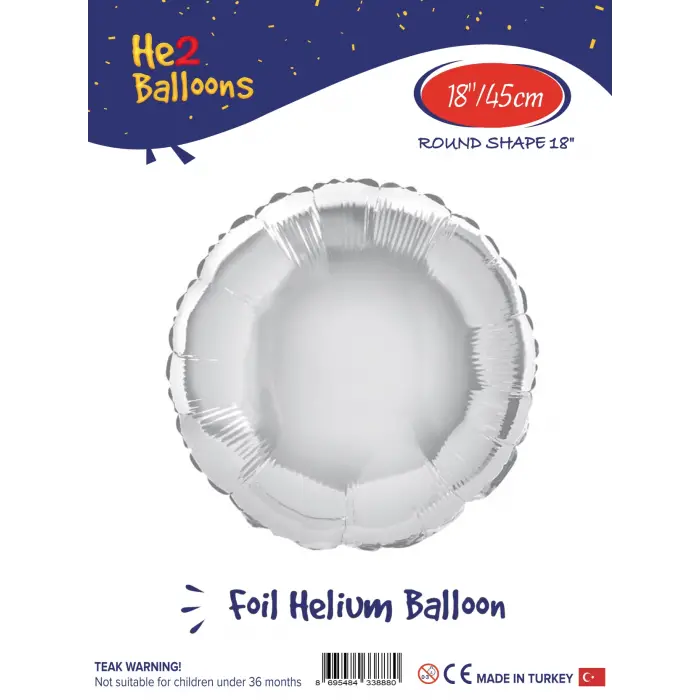 18Gümüş Yuvarlak Folyo Balon