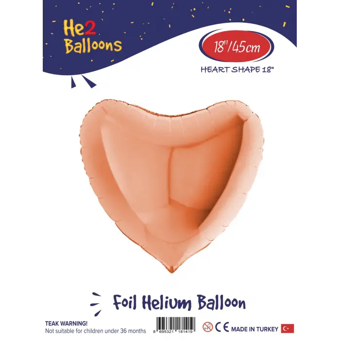 18Rose Gold Kalp Folyo Balon