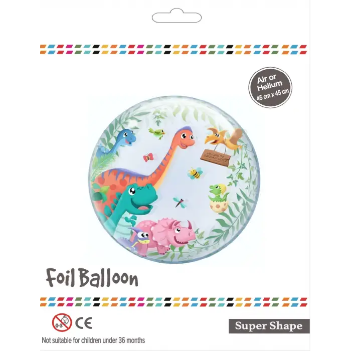 18Yuvarlak Dinazorlar Folyo Balon