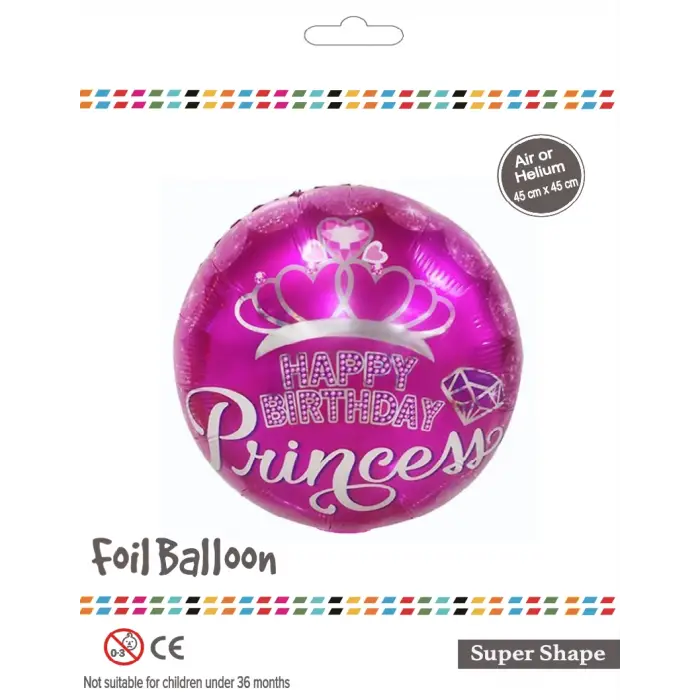 18Yuvarlak Princess Folyo Balon