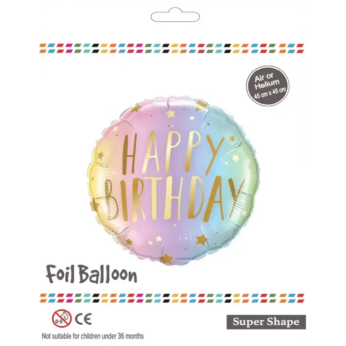 18Yuvarlak Unicorn Happy Birthday Folyo Balon