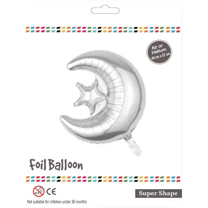 21Gümüş Ay Yıldız Folyo Balon