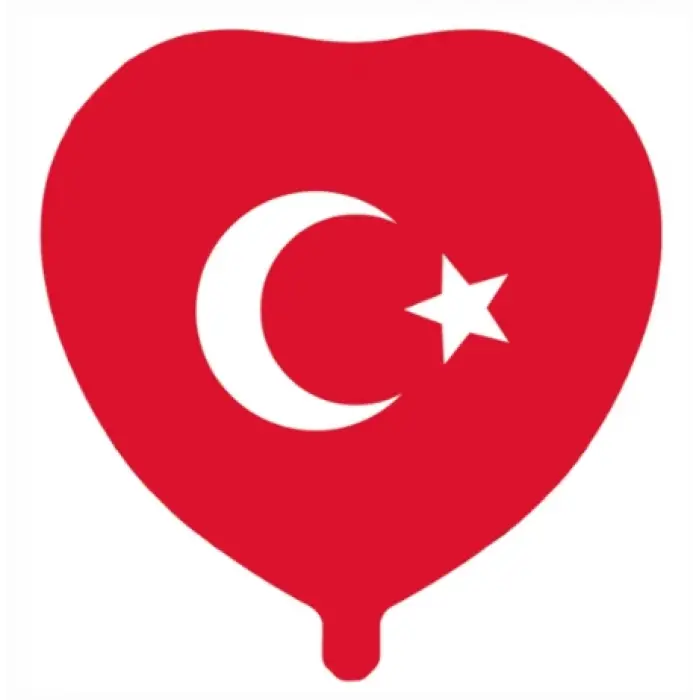 24Baskılı Kalp Folyo Balon(Bayrak) 50 Li Paket