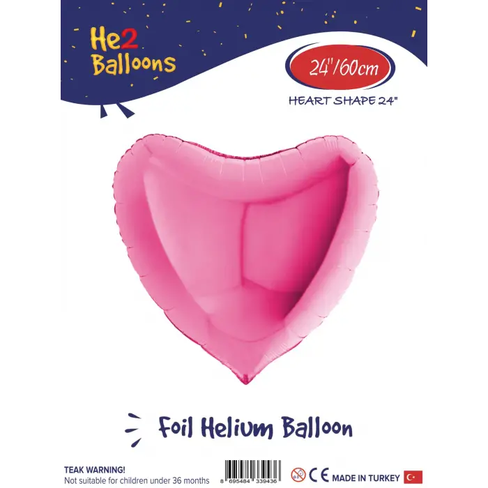 24 Pembe Kalp Folyo Balon