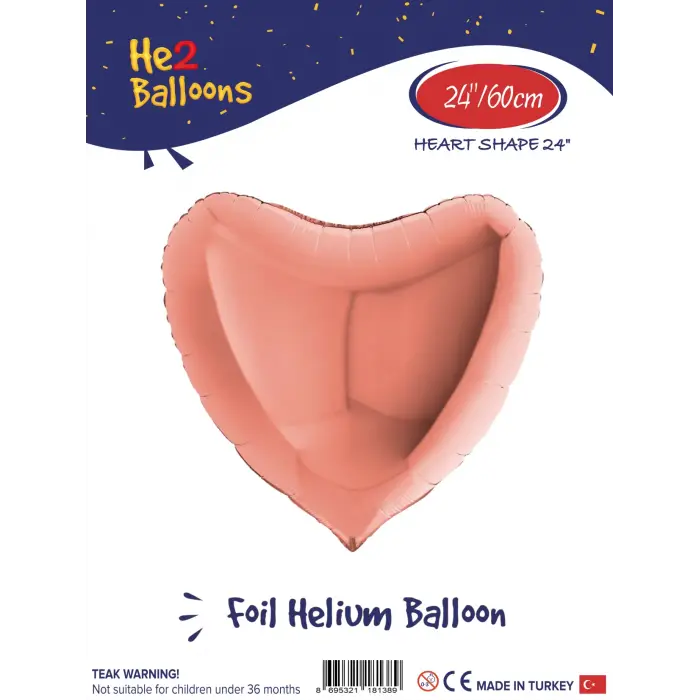 24 Rose Gold Kalp Folyo Balon