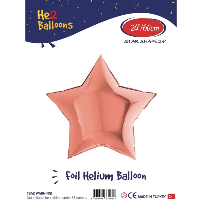 24Rose Gold Yıldız Folyo Balon