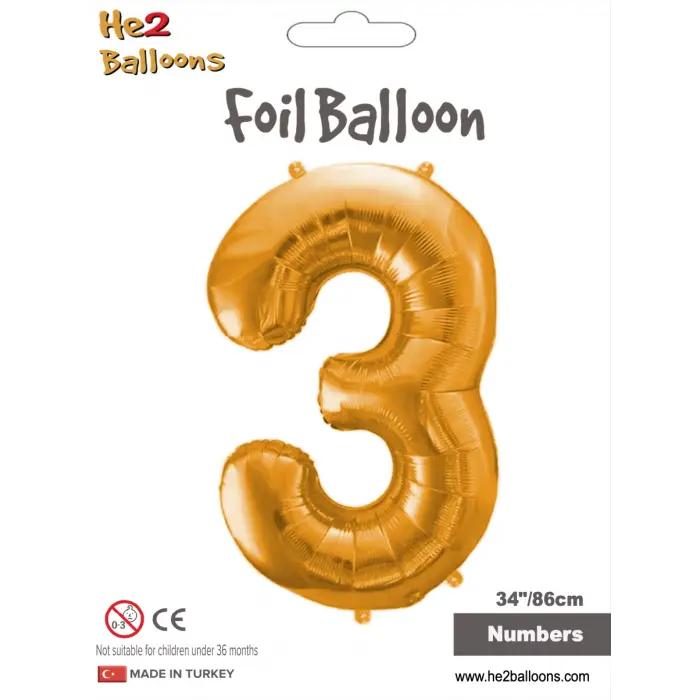 34 Altın Renk Folyo Balon ( 3 )