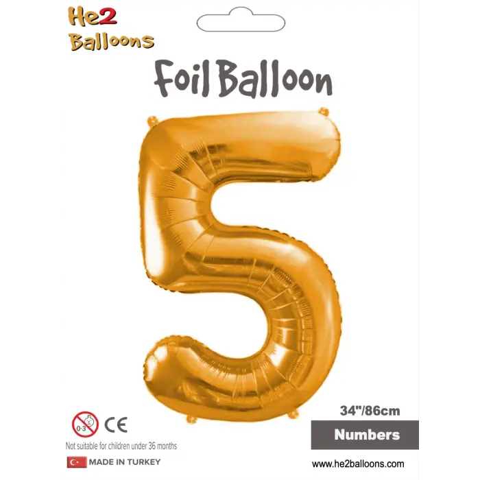 34 Altın Renk Folyo Balon ( 5 )