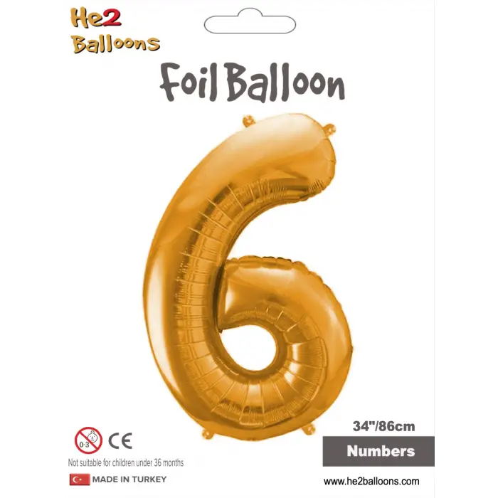 34 Altın Renk Folyo Balon ( 6 )