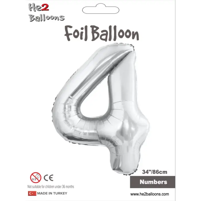 34 Gümüş Renk Folyo Balon ( 4 )