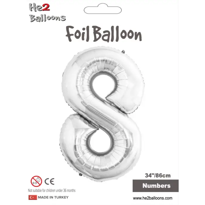 34 Gümüş Renk Folyo Balon ( 8 )