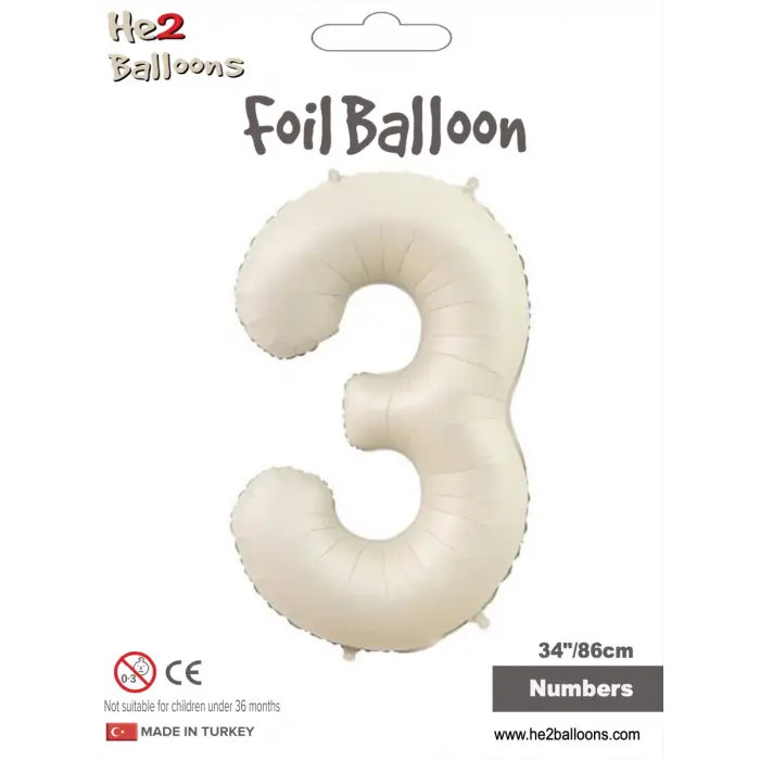 34 Krem Renk Folyo Balon ( 3 )