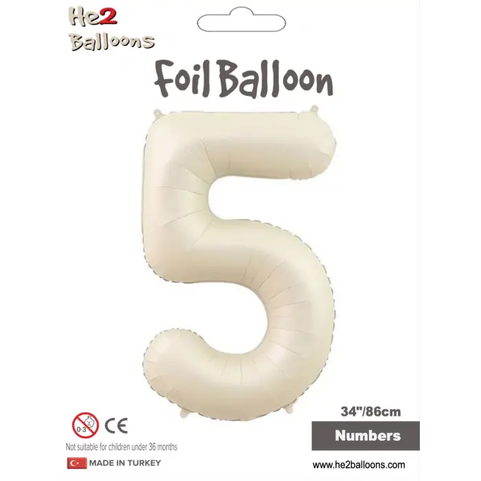 34 Krem Renk Folyo Balon ( 5 )