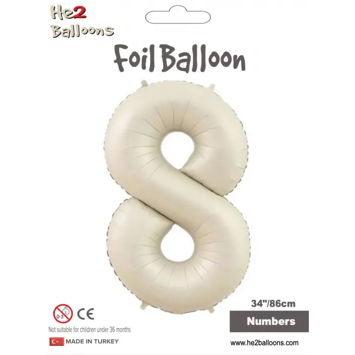 34 Krem Renk Folyo Balon ( 8 )