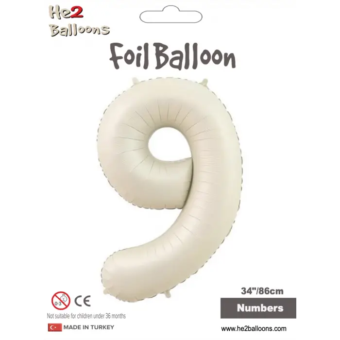 34 Krem Renk Folyo Balon ( 9 )