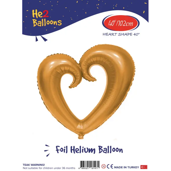 40 Delikli Altın Kalp Folyo Balon