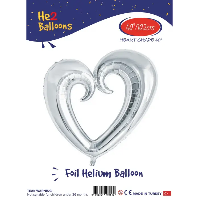 40 Delikli Gümüş Kalp Folyo Balon