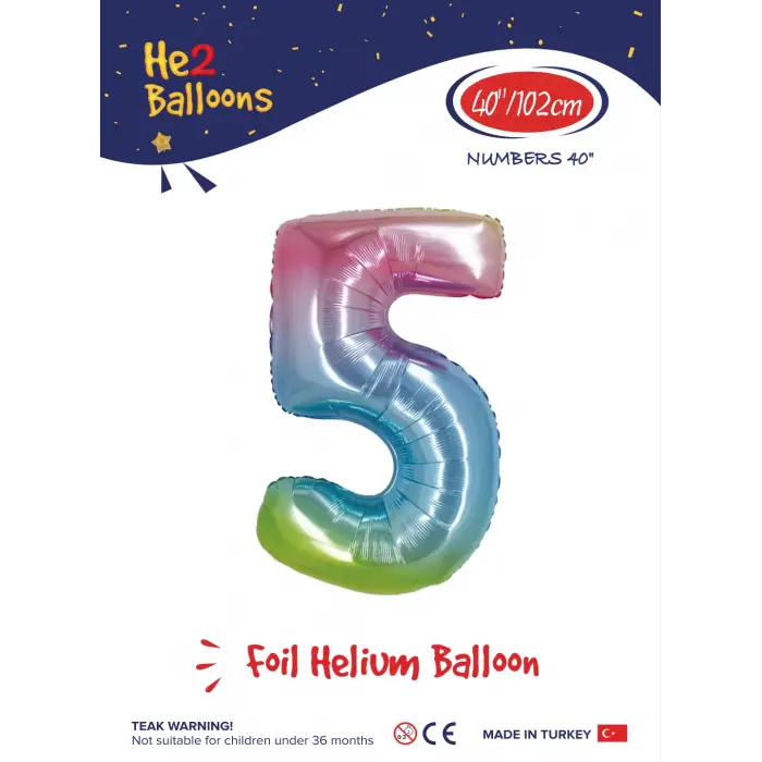 40 Gökkuşağı Renk Folyo Balon ( 5 )