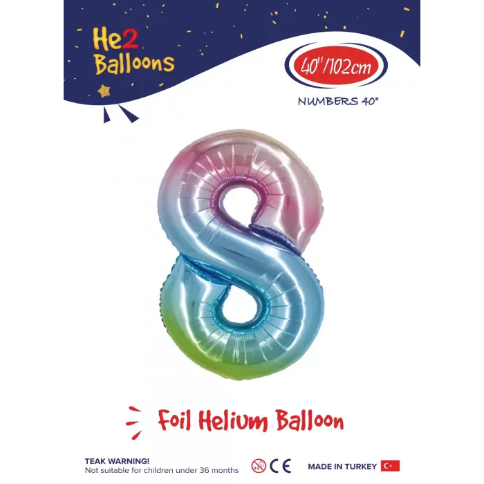 40 Gökkuşağı Renk Folyo Balon ( 8 )