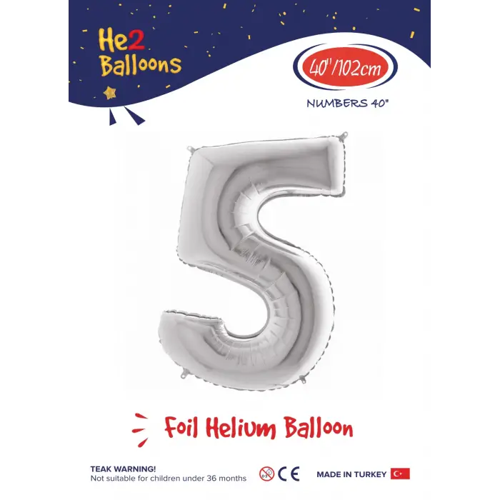 40 Gümüş Renk Folyo Balon ( 5 )