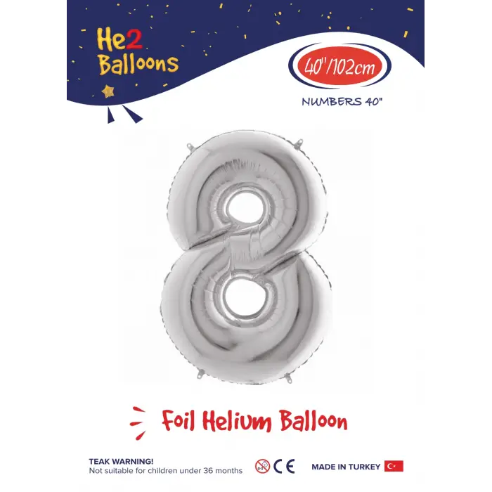 40 Gümüş Renk Folyo Balon ( 8 )