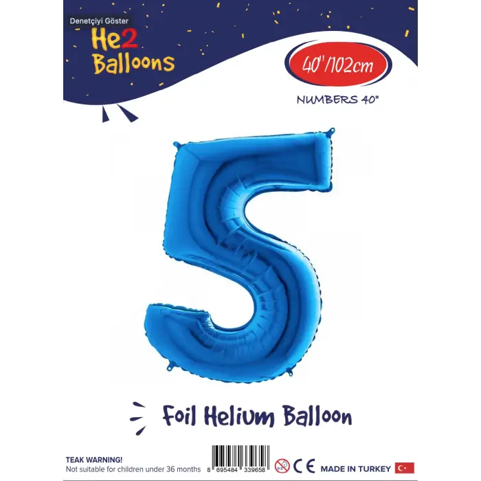 40 Mavi Renk Folyo Balon ( 5 )