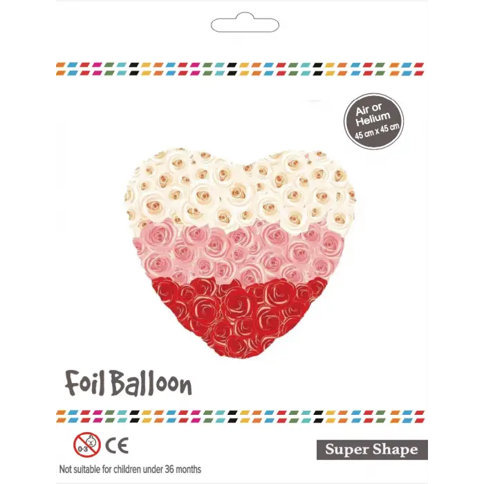 18 Güllü Kalp Folyo Balon