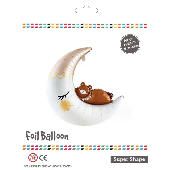 Ay Üstünde Uyuyan Ayı Folyo Balon