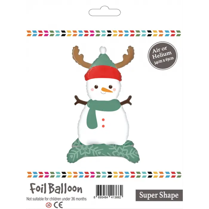 Ayaklı Kardan Adam Folyo Balon 34x63 CM