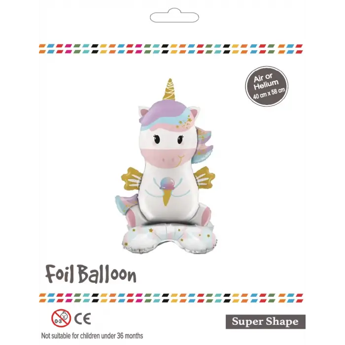 Ayaklı Unicorn Folyo Balon