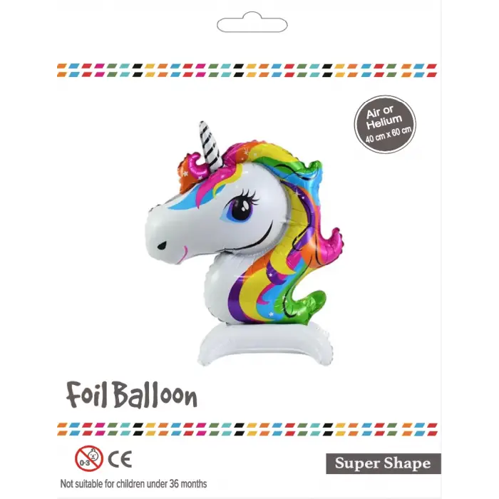 Ayaklı Unicorn Kafası Folyo Balon