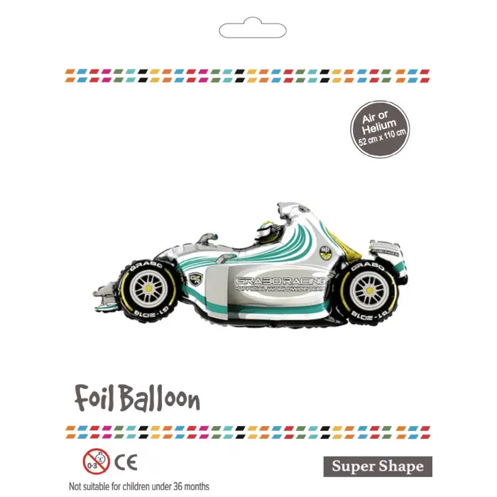 Beyaz Formula 1 Araba Folyo Balon