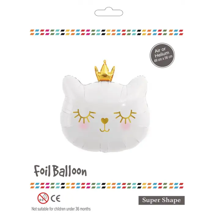 Beyaz Kedi Kafası Folyo Balon