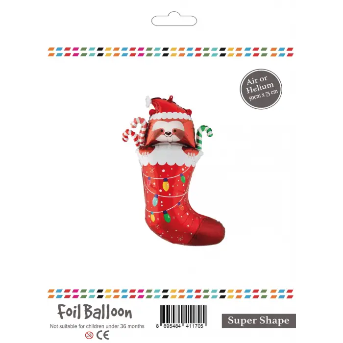 Folyo Balon 75cm Noel Çorabı Tilki