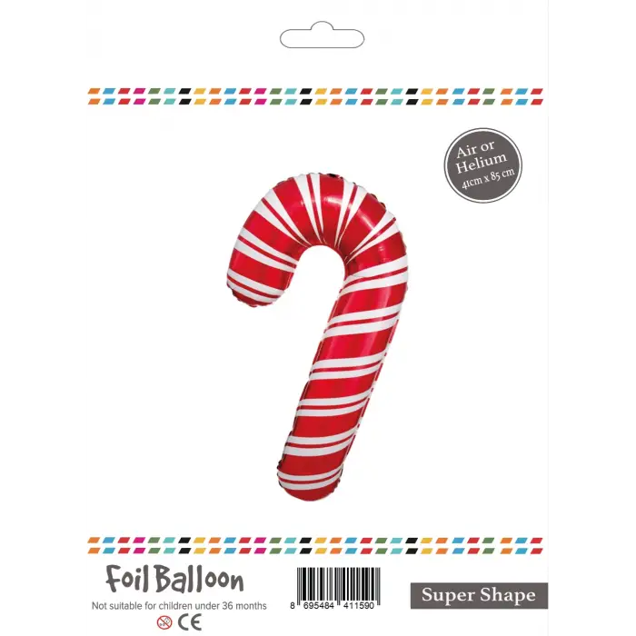 Kırmızı Baston Şeker Folyo Balon 85 CM