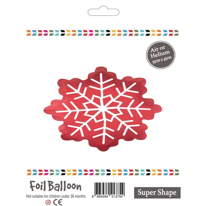 Kırmızı Kar Tanesi Folyo Balon 53x45 CM