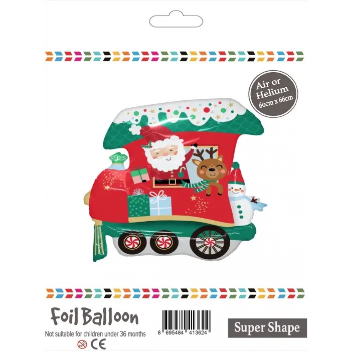 Noel Baba ve Tren Folyo Balon 60x66 CM