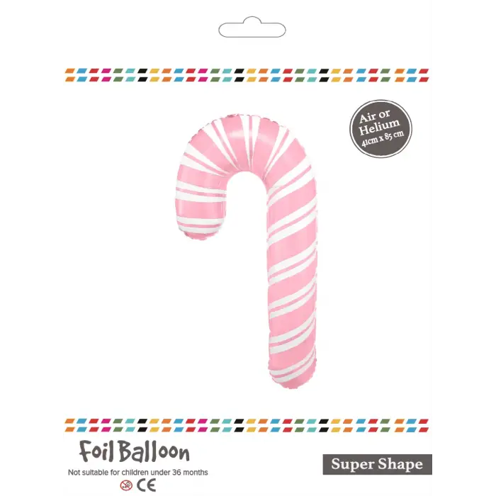 Pembe Baston Şeker Folyo Balon 85 CM
